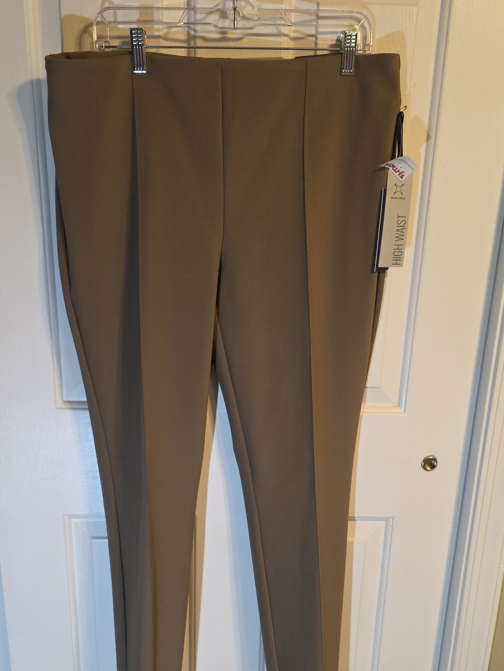 Rachel Zoe Slim High-Waist Trousers in Taupe Brown